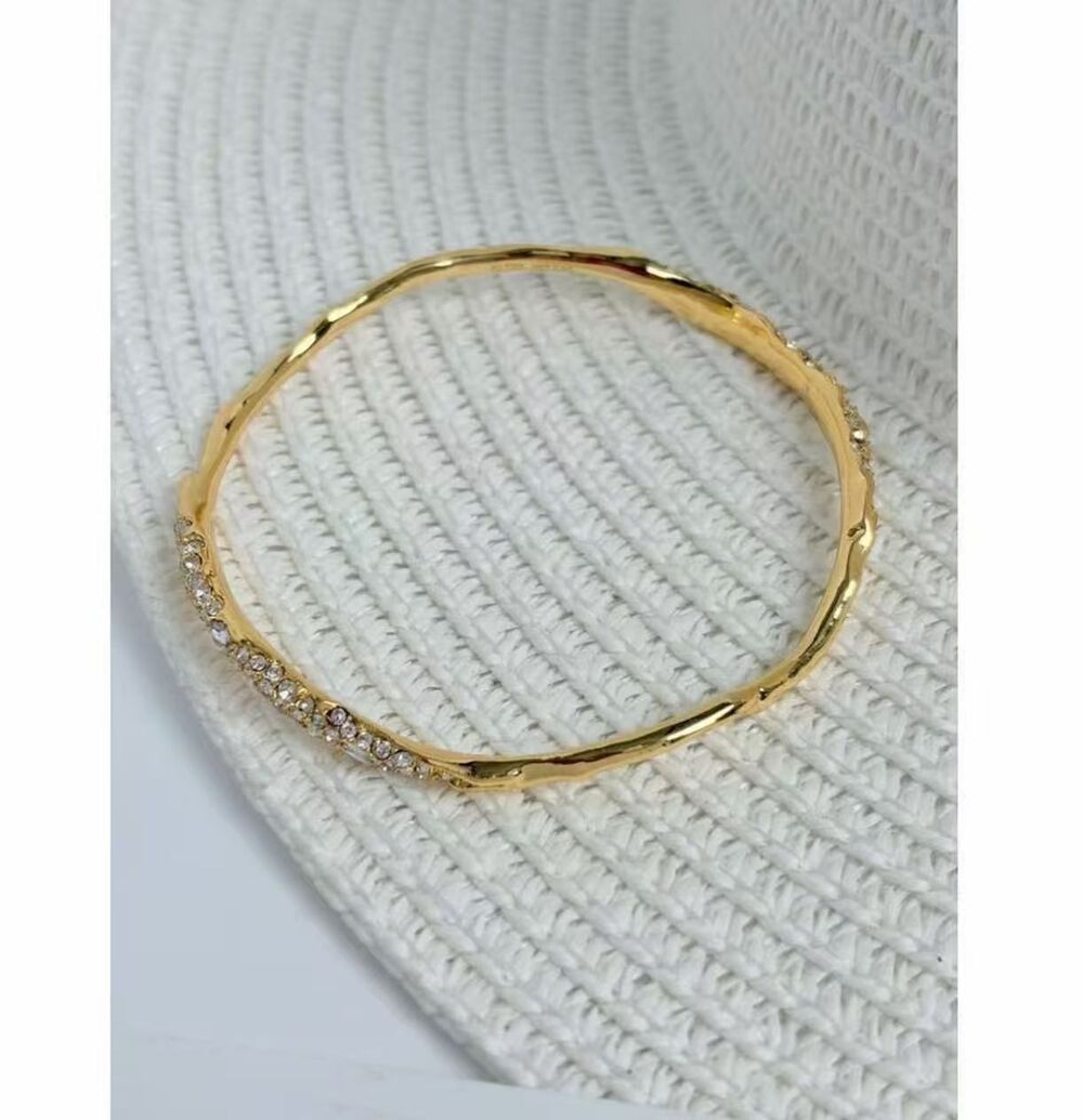 Alexis Bittar Asterales Molten Hammered Crystal Bangle Gold‑Tone Bracelet